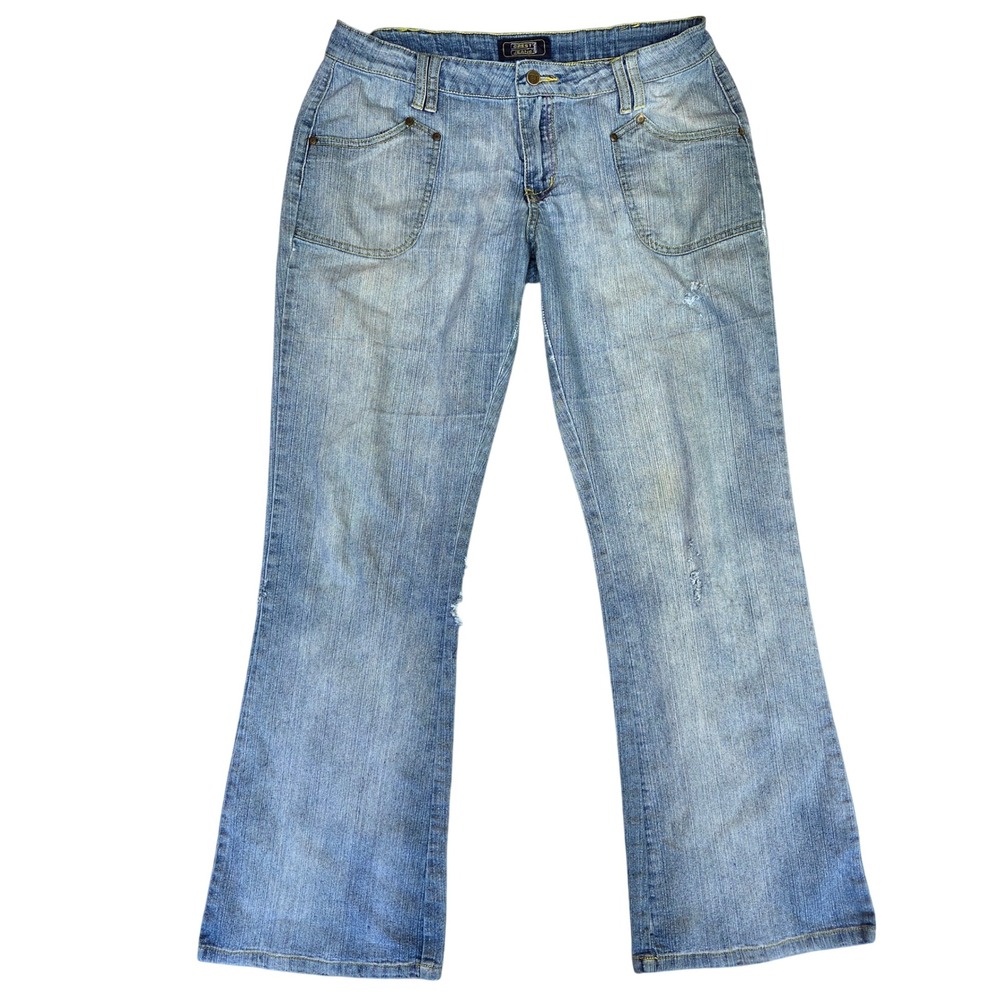 Crest Jeans Womens 11/12 Light Wash Low Rise Bootcut Denim Y2K Distressed